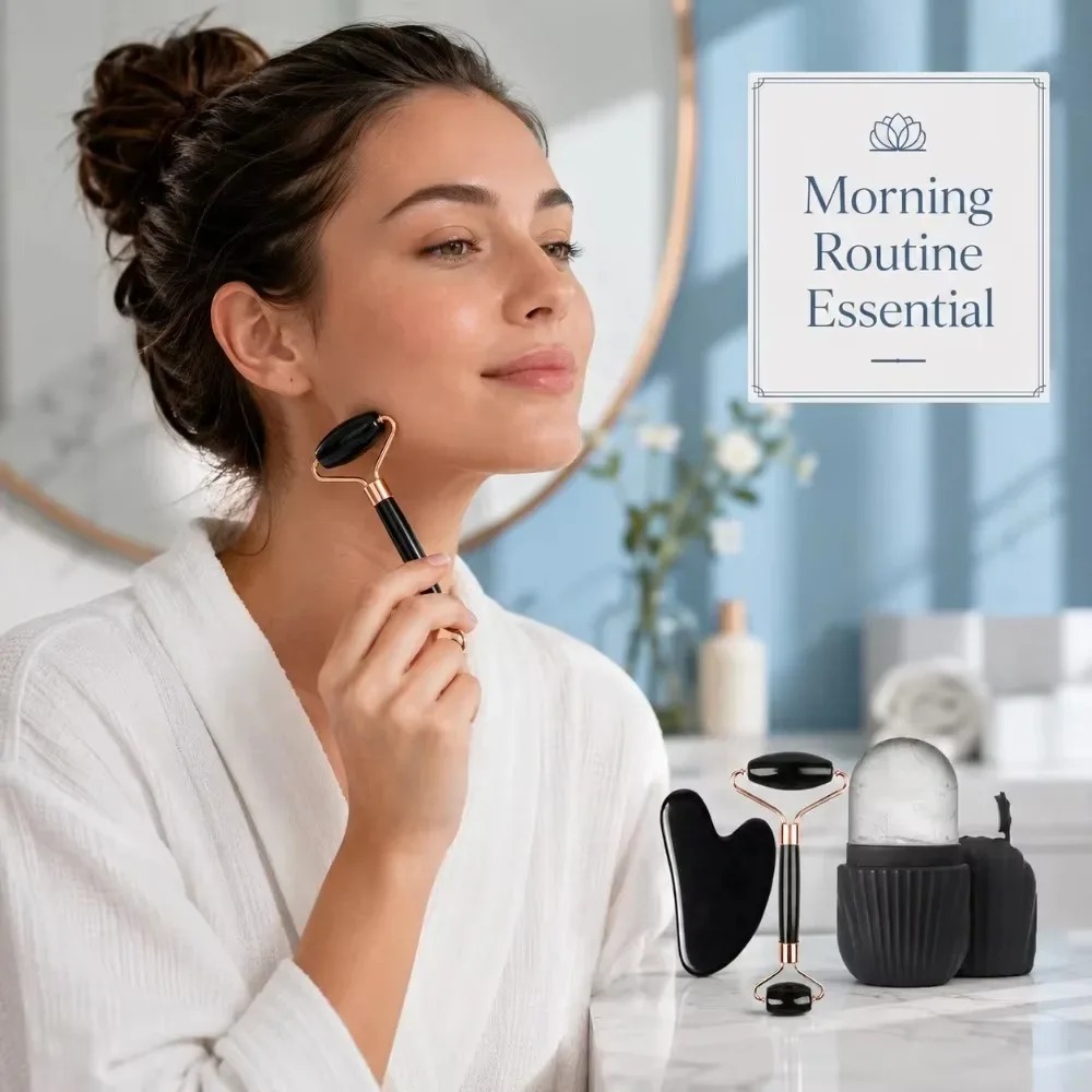 4/1Pcs Face Massage Set Double - Face Ice Roller Puffiness ulasan dan harga