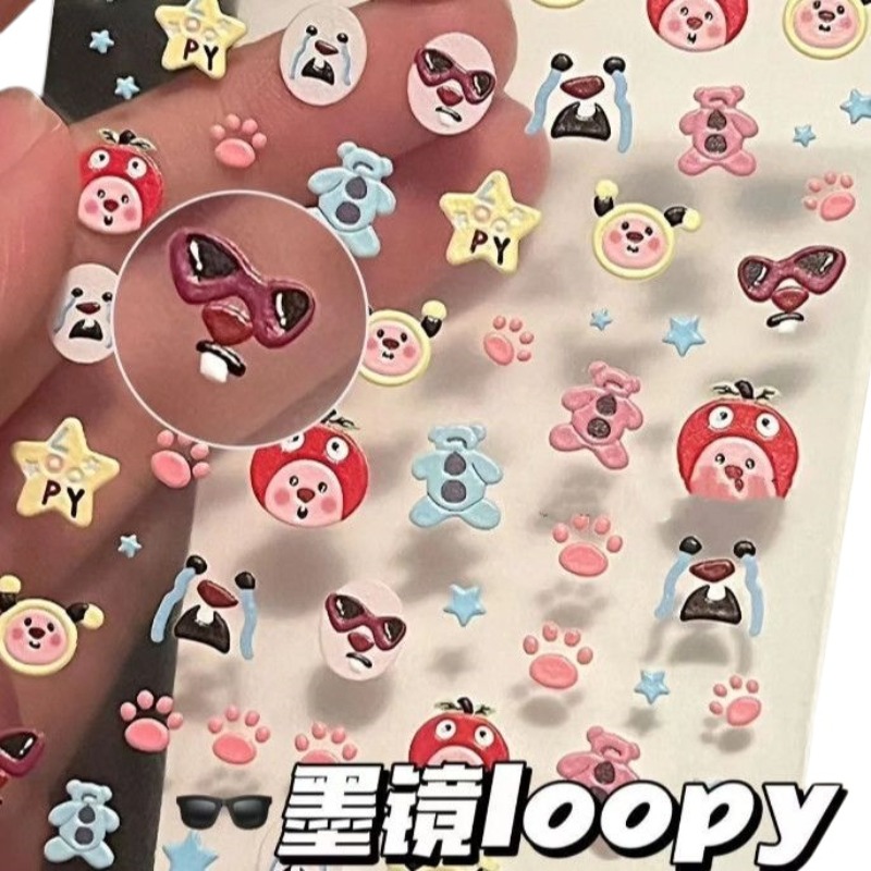 Loopy 3D embossed sticker, tra - Nail Art ulasan dan harga