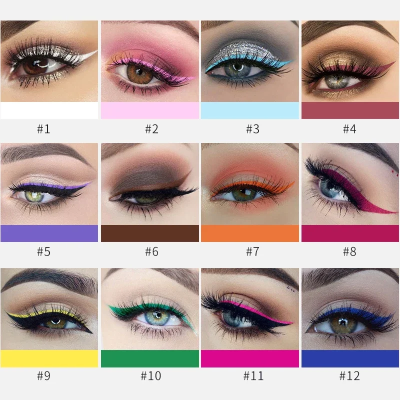 12 Colors Colorful Liquid Eyel - Waterproof Liquid Eyeliner Pen ulasan dan harga