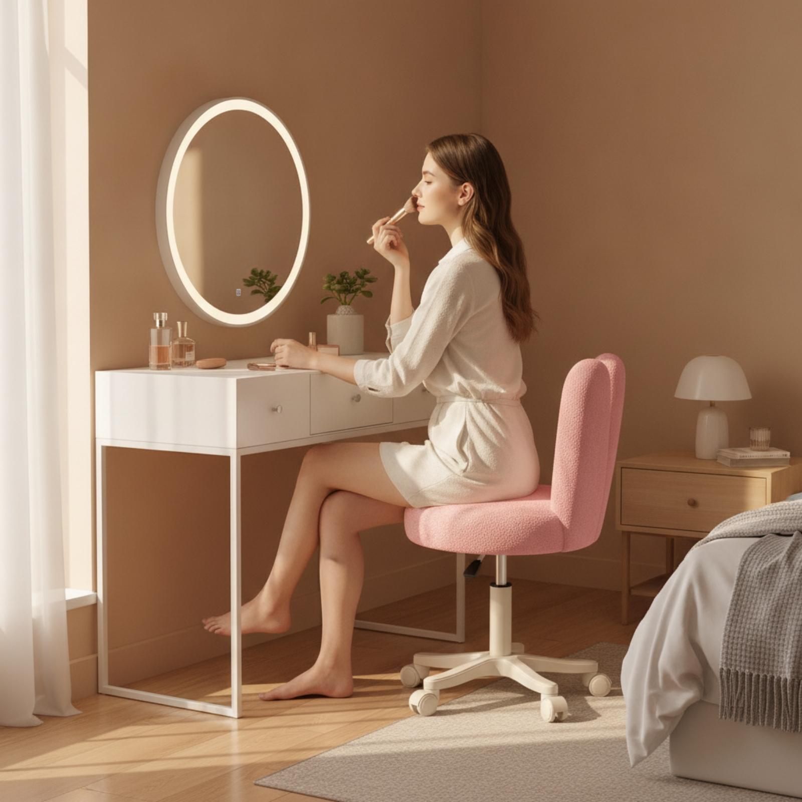 Rolling Stool with Backrest He - Makeup ulasan dan harga