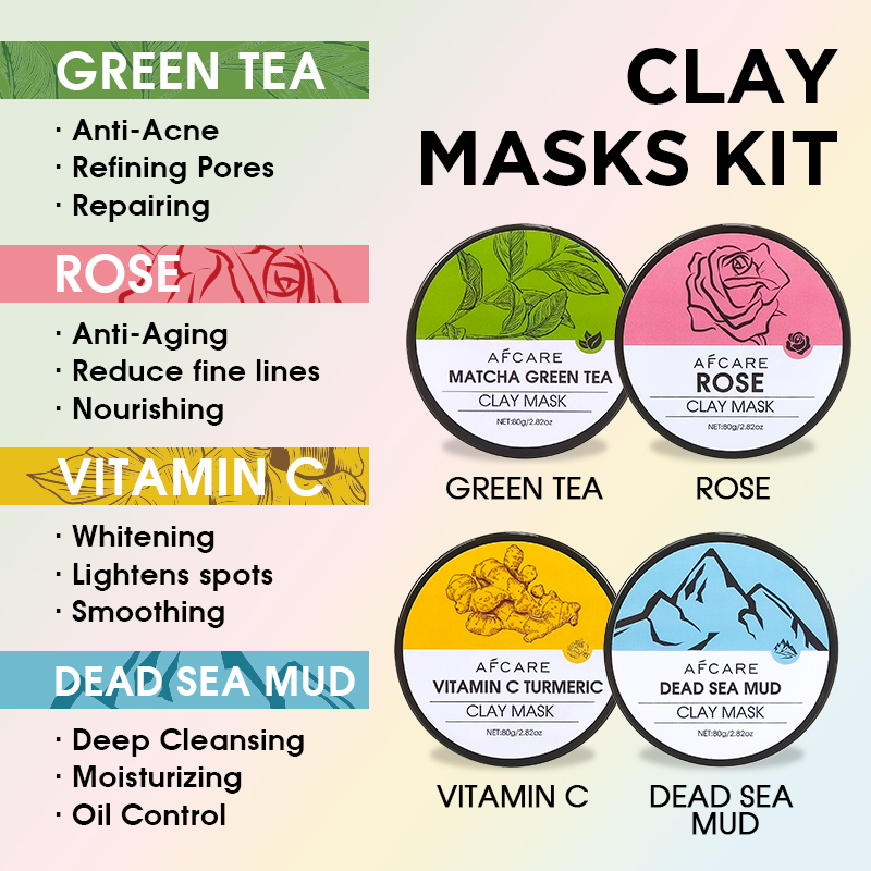 4 Pcs Clay Face Mask Set - Tur - Green Tea Cleansing Clay Mask ulasan dan harga