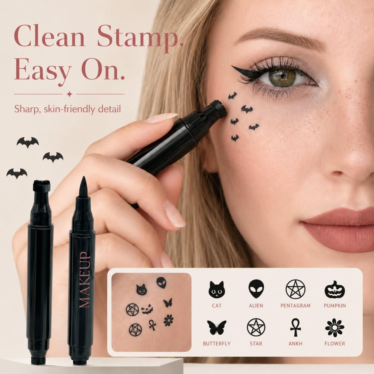 Halloween Dual-Ended Stamp Eye - Waterproof Liquid Eyeliner Pen ulasan dan harga