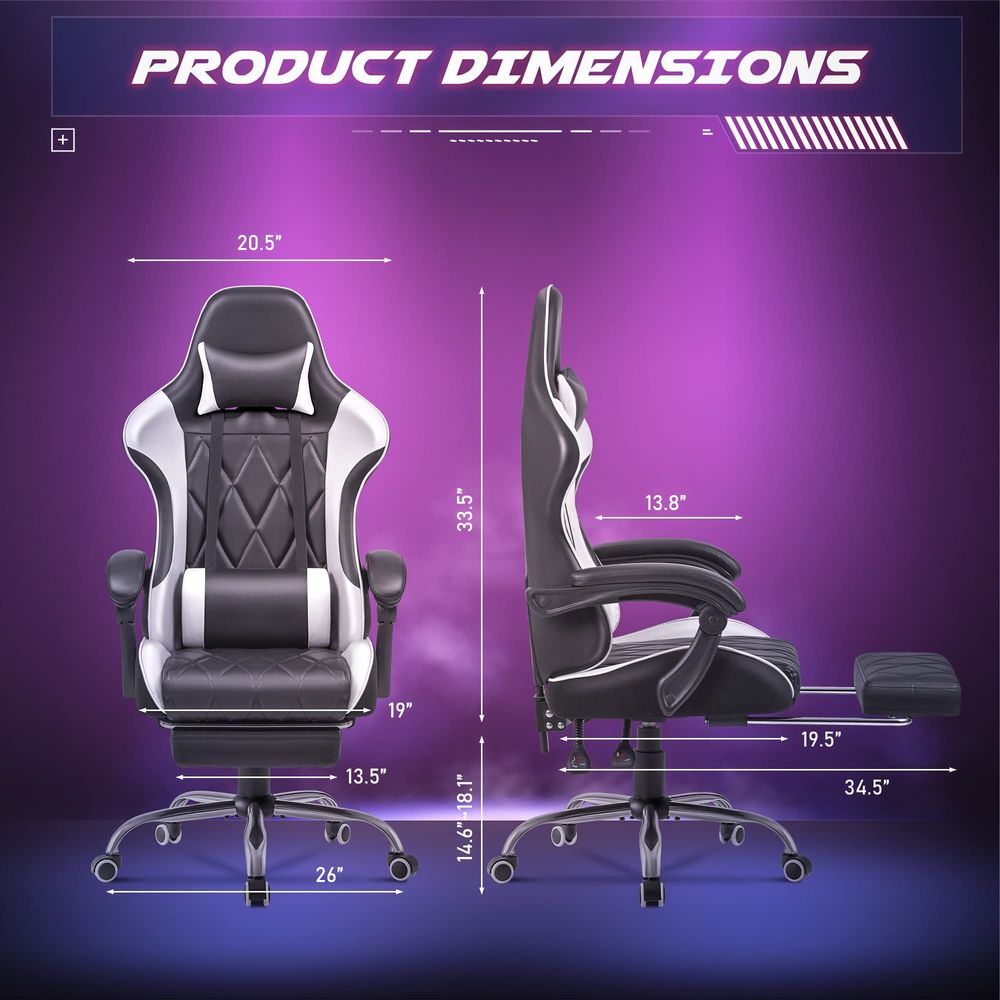 Gaming Chair, Computer Chair w - Massage ulasan dan harga