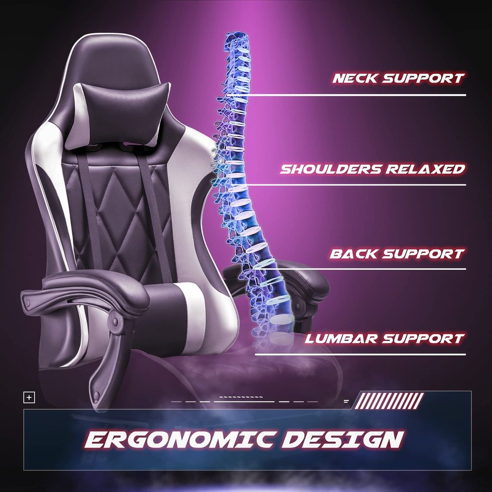 Gaming Chair, Computer Chair w - Massage ulasan dan harga