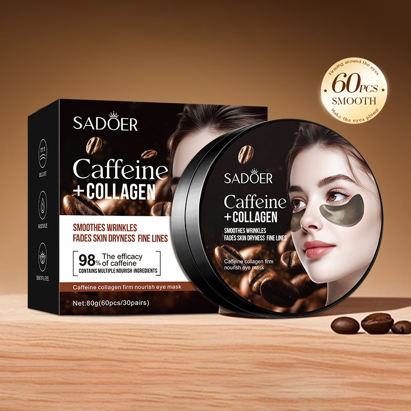 60pcs SADOER Caffeine Crystal  - Collagen Under Eye Patches ulasan dan harga