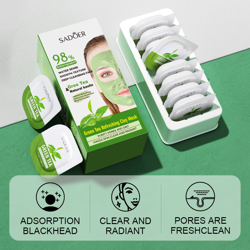 8pcs Green Tea Cleaning Mud Ma - Green Tea Cleansing Clay Mask ulasan dan harga