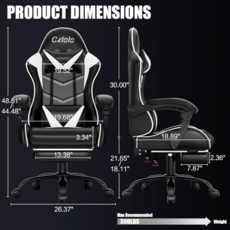 Gaming Chair with Footrest, Ra - Massage ulasan dan harga
