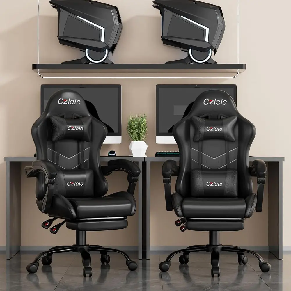 Ergonomic Gaming Chair with Fo - Massage ulasan dan harga