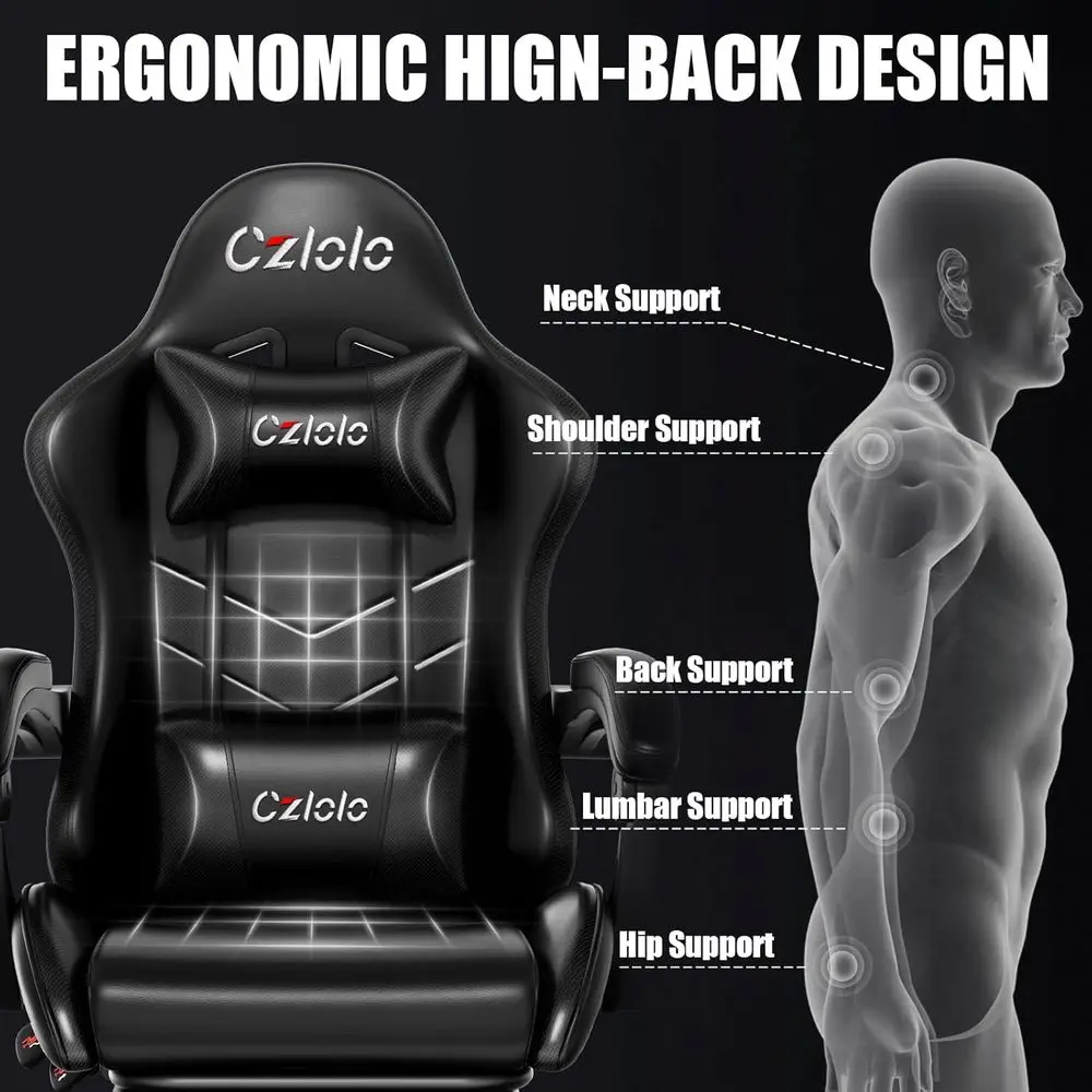 Ergonomic Gaming Chair with Fo - Massage ulasan dan harga