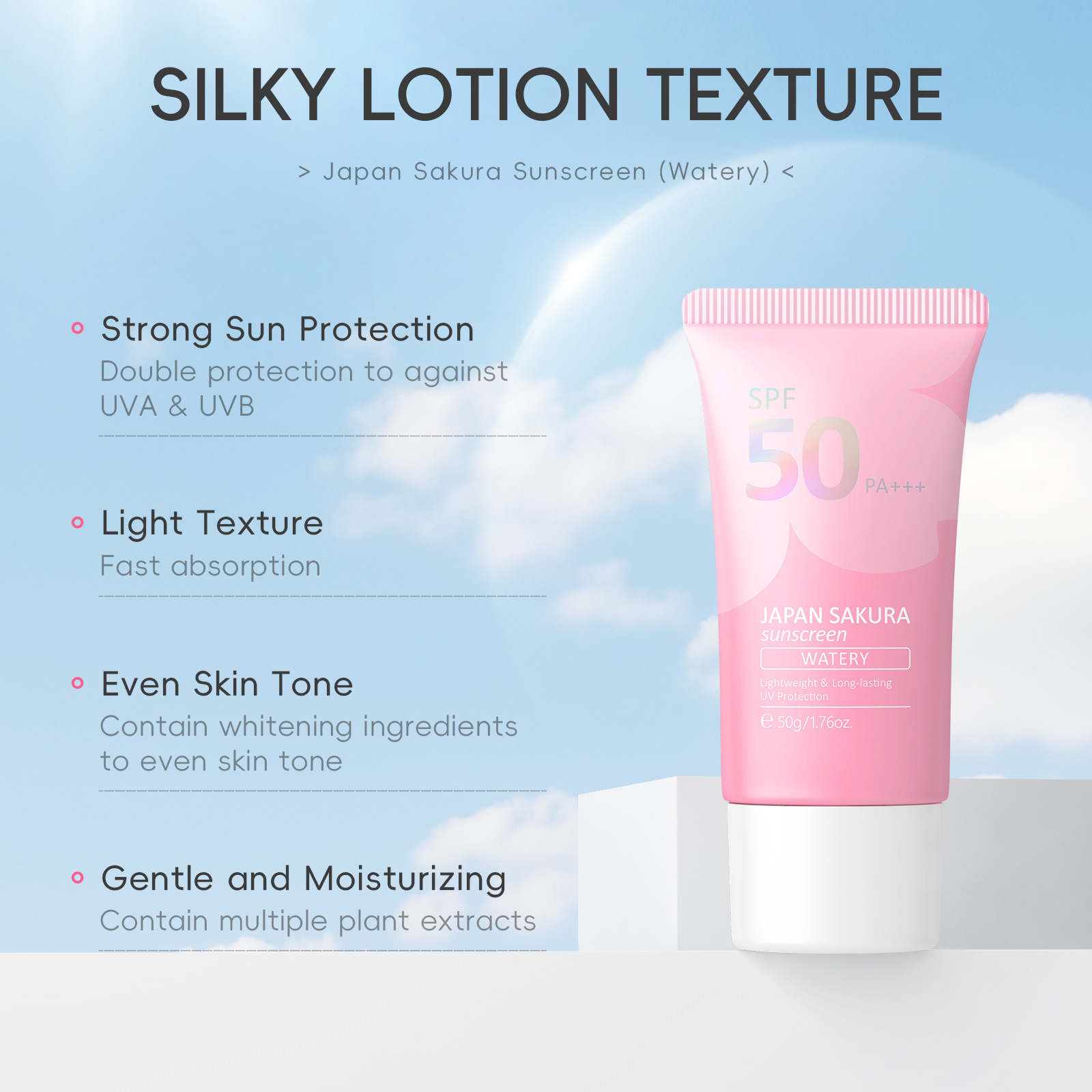 LAIKOU Sakura SPF50 PA+++ Faci - Spf 50 Waterproof Sunscreen ulasan dan harga